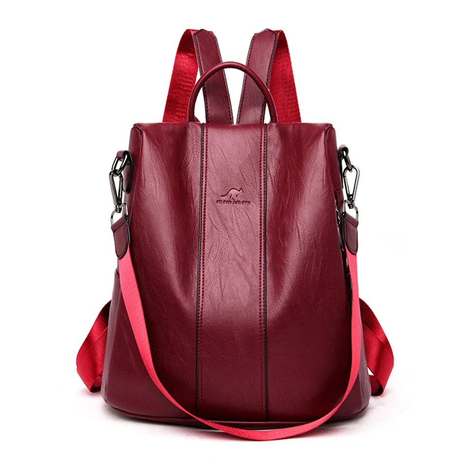 Bolsa Mochila Feminina de Couro