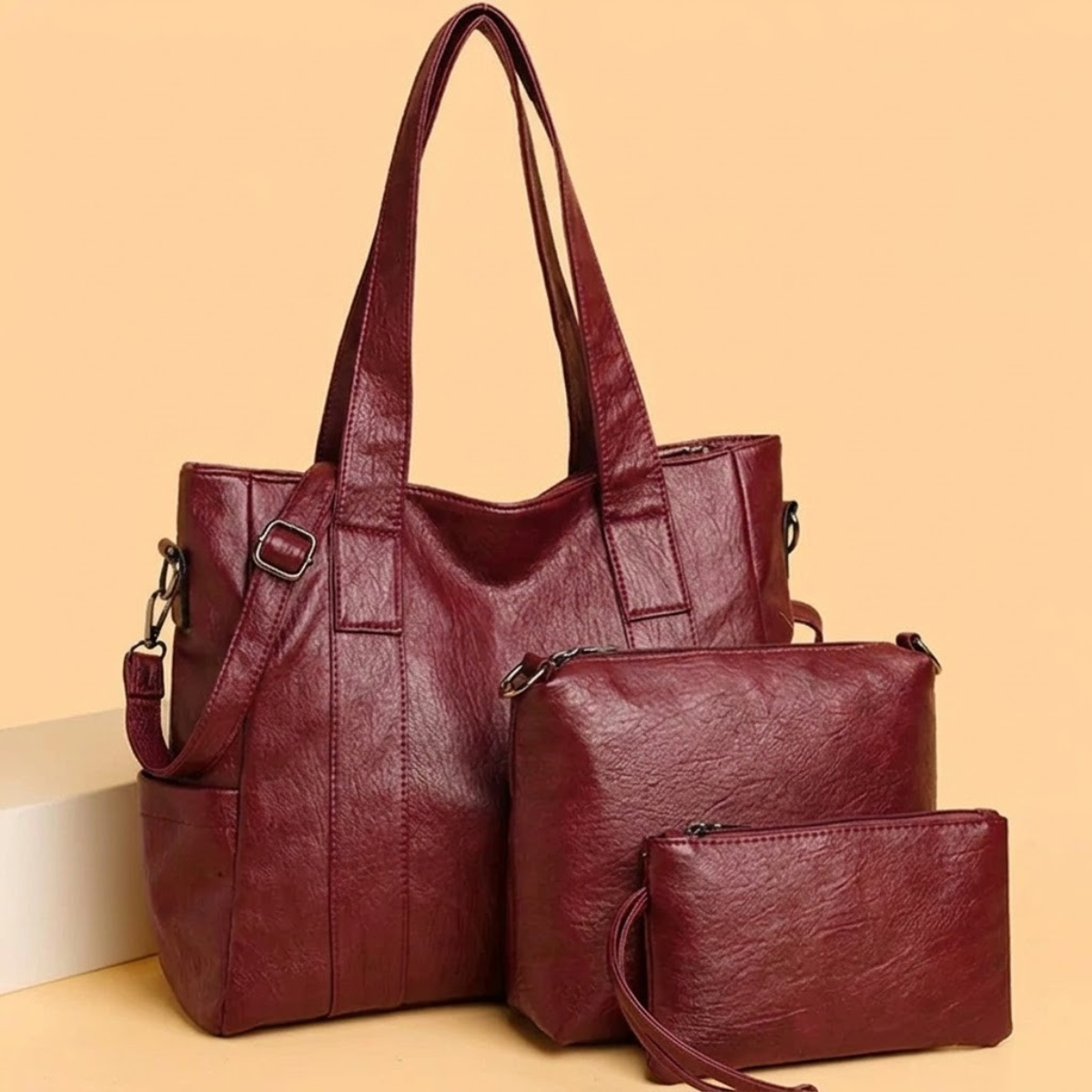 Kit Bolsa Feminina de Couro Legítimo