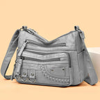 Bolsa De Couro Feminina Transversal Cinza 008