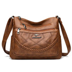 Bolsa de Couro Feminina Transversal Marrom 019