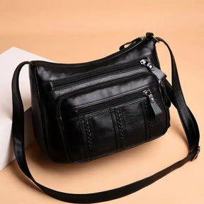 Bolsa De Couro Feminina Transversal Preto 005