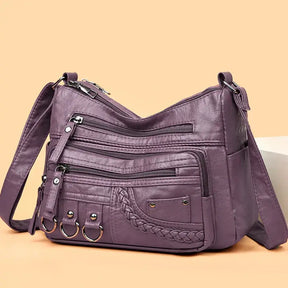 Bolsa De Couro Feminina Transversal Roxo 008