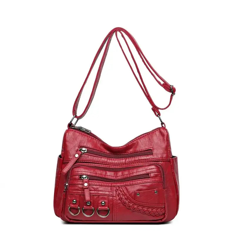 Bolsa De Couro Feminina Transversal Vermelho 008