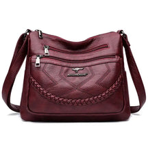 Bolsa de Couro Feminina Transversal Vinho 019