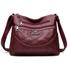 Bolsa de Couro Feminina Transversal Vinho 019