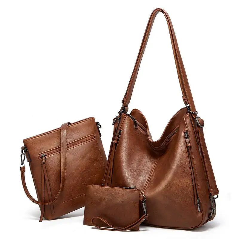 Bolsa Feminina De Couro Caramelo / Compre 1 Leve 3 434