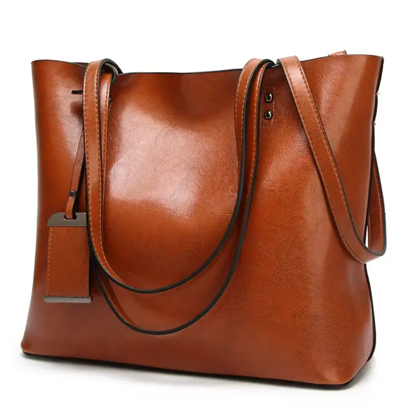 Bolsa Feminina Grande De Couro Legítimo Caramelo 537