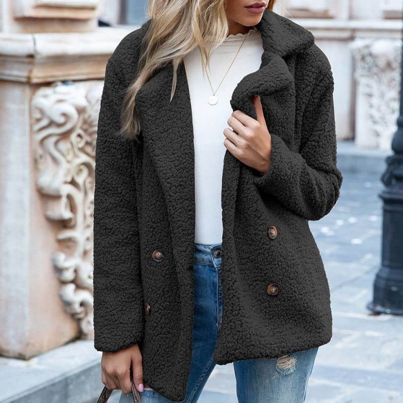 Inverno Europeu Casaco Feminino Inverno Preto Casaco Sobretudo