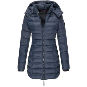 Jaqueta Puffer Feminina Alongada Azul Marinho / P