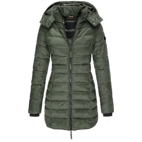 Jaqueta Puffer Feminina Alongada Verde Militar / P