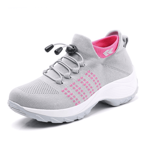 Tênis Para Caminhada Feminino Cinza/rosa / 34 033